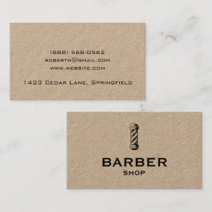Cartão De Visita Pólo de Barbearia em Papel Kraft Vintage