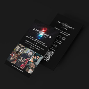 Cartão De Visita Pólo de Barbeiro Clássico Moderno Barbearia Preto