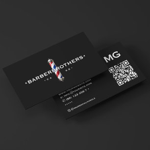 Cartão De Visita Pólo de Barbeiro Clássico Preto Elegante 