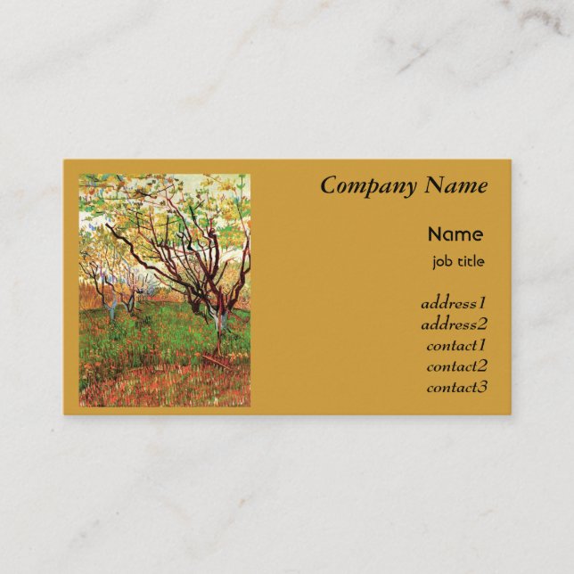 Cartão De Visita Pomar em Blossom Vincent van Gogh (Frente)