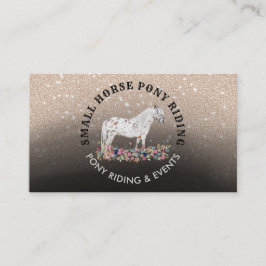Cartão De Visita Pônei Floral Treinador Equestre Cavalo preto