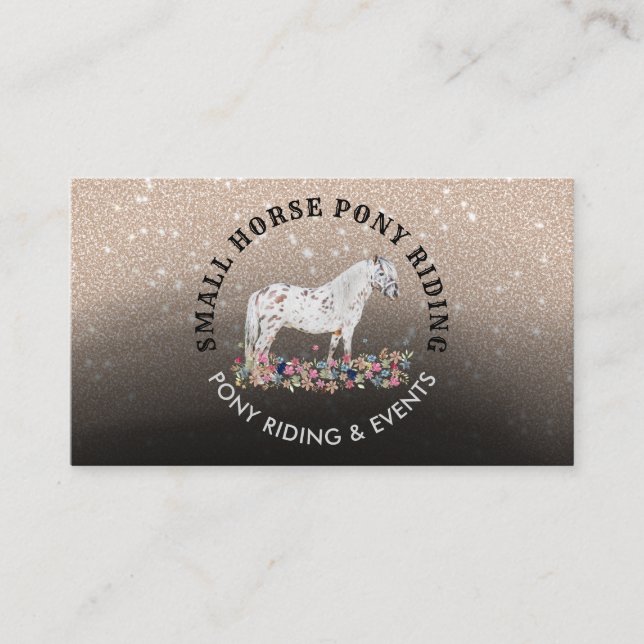 Cartão De Visita Pôneo Equestre, Equestre, Cavalo negro (Frente)