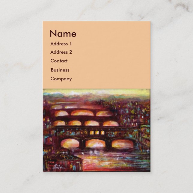 Cartão De Visita Ponte Vecchio e Outras Pontes de Florença,Rosa (Frente)
