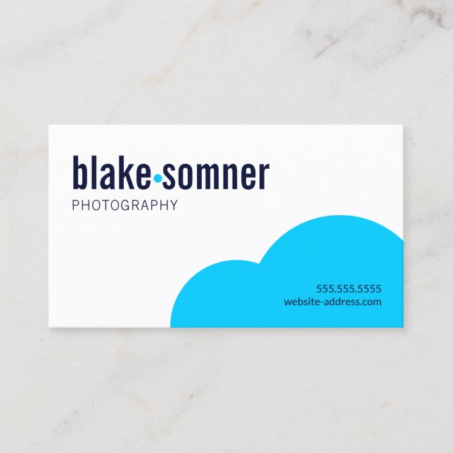 Cartão De Visita Ponto Azul Moderno e Negrito (Frente)