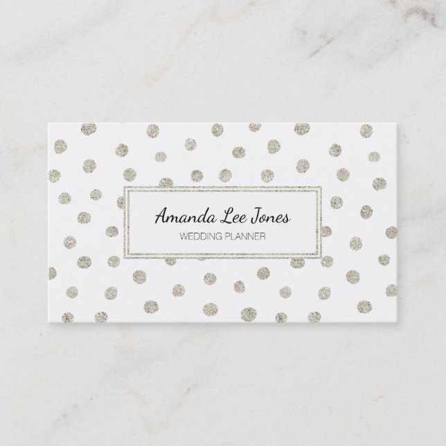 Cartão De Visita Pontos brilhantes prateados (Frente)