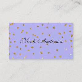 Cartão De Visita Pontos de Confetes Roxo e Dourado Glamour Moderno 