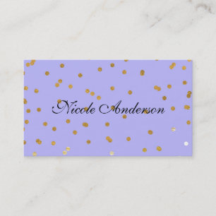 Cartão De Visita Pontos de Confetes Roxo e Dourado Glamour Moderno 