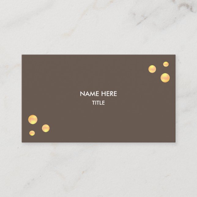 Cartão De Visita Pontos de Ouro Elegantes no Café Castanho (Frente)