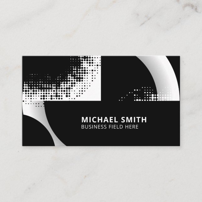 Cartão De Visita Pontos dos Círculos Pretos e Brancos (Frente)