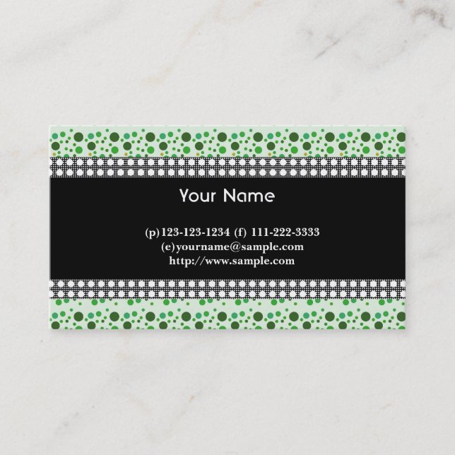 Cartão De Visita pontos, preto, branco e verde (Frente)