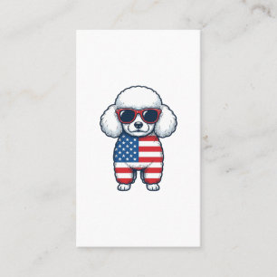 Cartão De Visita Poodle Patriótico de Óculos de Sol Desenho Vetoria