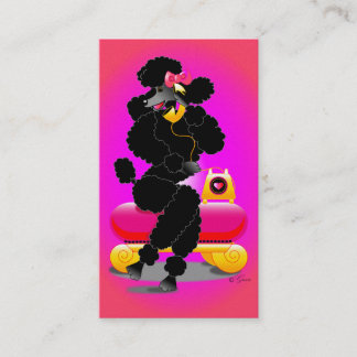 Cartão De Visita Poodle Preto na Pintura Retroativa do Telefone