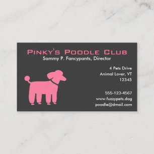 Cartão De Visita Poodle Rosa com Texto Personalizável