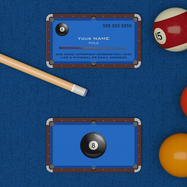 Cartão De Visita Pool Table Blue Business Card (Criador carregado)