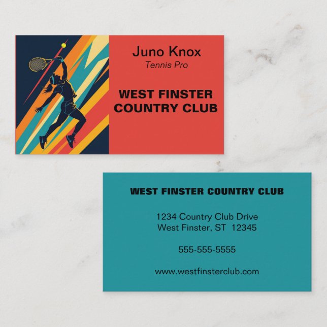 Cartão De Visita Pop Art Woman Tennis Player (Frente/Verso)
