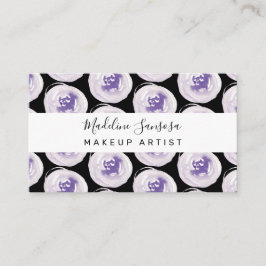 Cartão De Visita Poppias de Cor Aquática Artista de Maquiagem Roxa
