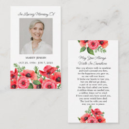 Cartão De Visita Poppy Memorial Photo Funeral Prayer Card