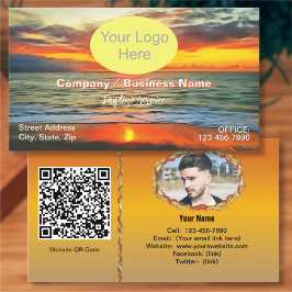 Cartão De Visita Pôr do sol na Baía Banderas 1738 Código QR