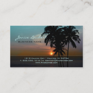 Cartão De Visita Pôr do sol na praia havaiana PixDezines