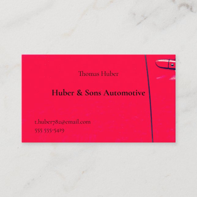 Cartão De Visita Porta do carro vermelho (Frente)