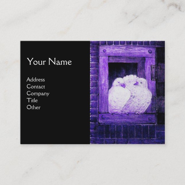 Cartão De Visita PORTAS BRANCAS NA JANELA, preto azul monograma (Frente)