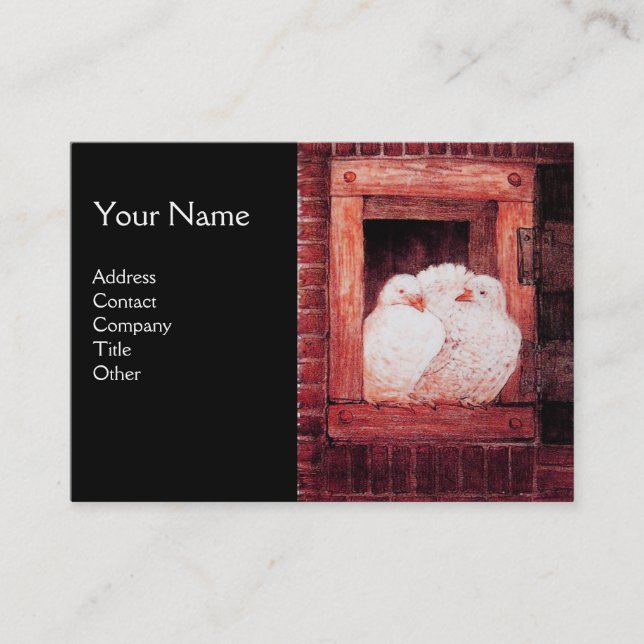 Cartão De Visita PORTAS BRANCAS NA JANELA, preto vermelho monograma (Frente)