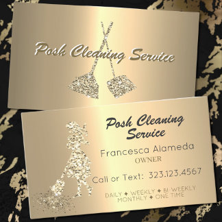 Cartão De Visita Posh Cleaning Service Metallic 14k Dourado Modelo