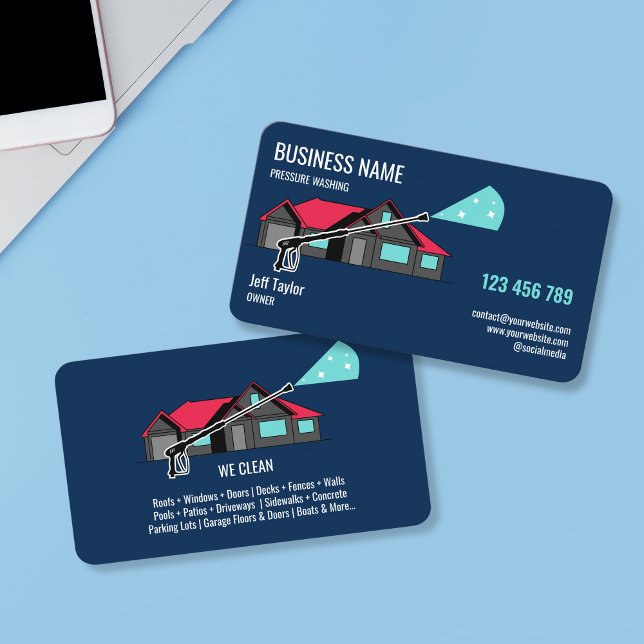 Cartão De Visita Potência de lavagem da pressão profissional (Criador carregado)