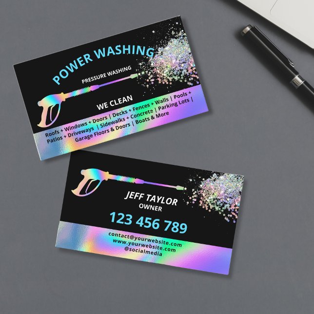 Cartão De Visita Potência de lavagem da pressão profissional (holographic pressure washing)