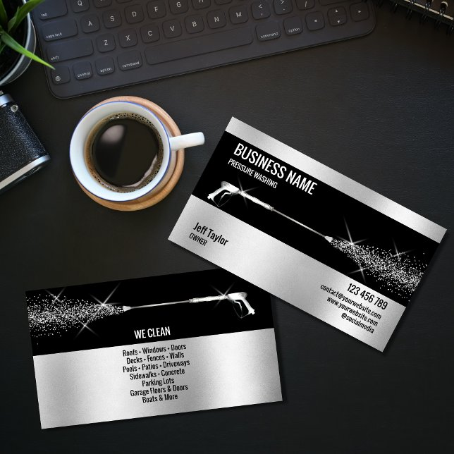 Cartão De Visita Potência de lavagem da pressão profissional (Criador carregado)