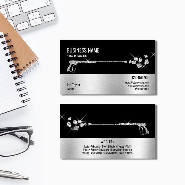 Cartão De Visita Potência de lavagem da pressão profissional (Criador carregado)