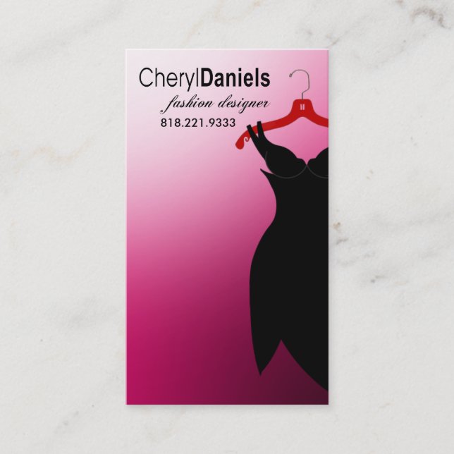 Cartão De Visita "Pouco desenhador de moda do vestido preto", (Frente)