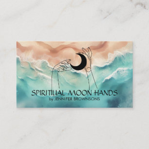 Cartão De Visita Praia Oceânica Yoga Reiki Mãos Celestiais Lua