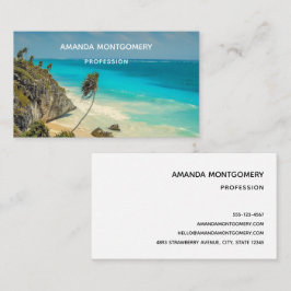 Cartão De Visita Praia Tropical com Palmeiras Vivas Vivas