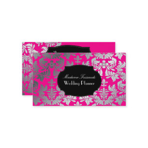 Cartão De Visita Prata barroco do falso do damasco de