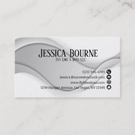 Cartão De Visita Prata branca com código QR profissional mínimo