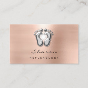 Cartão De Visita Prata cor-de-rosa da terapia do Reflexology da