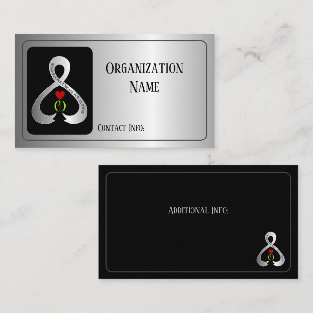 Cartão De Visita Prata da Fita de Sensibilização do Parkinson (Frente/Verso)