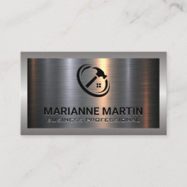 Cartão De Visita Prata de alumínio metálico escovada | Logotipo do 