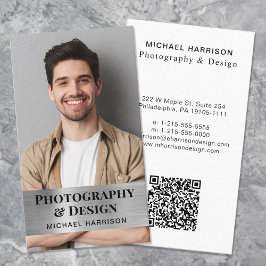Cartão De Visita Prata de fotos com código QR profissional