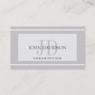 Cartão De Visita Prata do branco das iniciais do monograma de