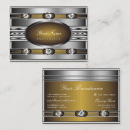 Cartão De Visita Prata Elegante com cores castanhas rugas