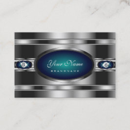 Cartão De Visita Prata extravagante e azul com rugas falsas