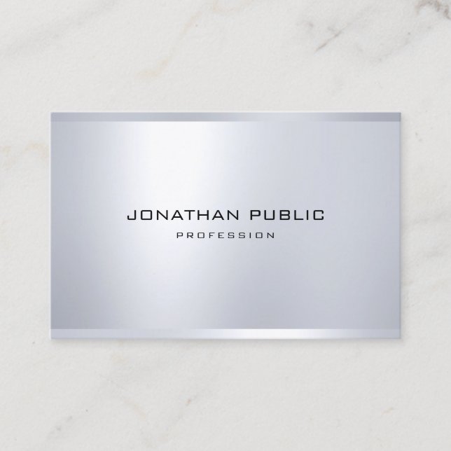 Cartão De Visita Prata glamourosa moderna elegante parece elegante (Frente)