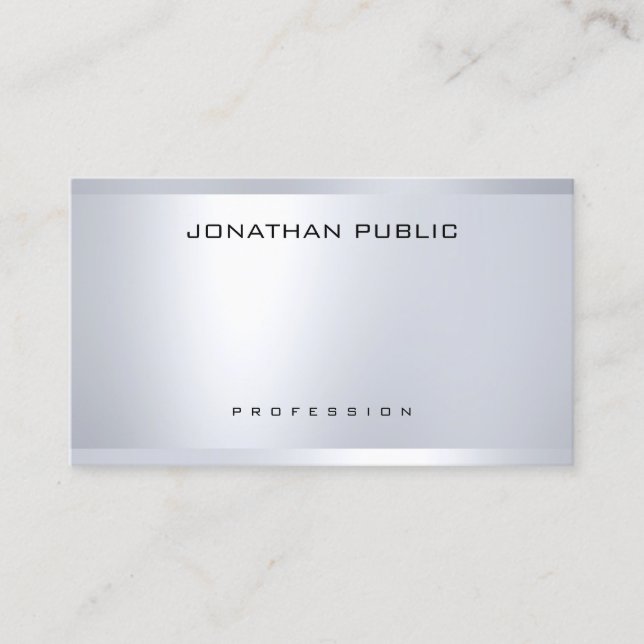 Cartão De Visita Prata glamourosa moderna parece elegante simples (Frente)