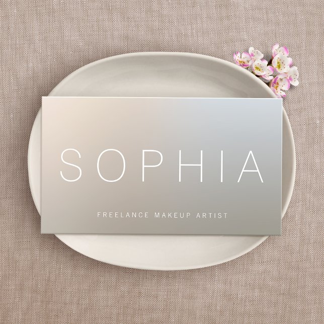 Cartão De Visita Prata Luminosa de Artista Moderno Makeup (Criador carregado)