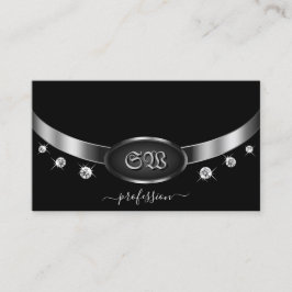 Cartão De Visita Prata preta excepcional com diamantes monográficos