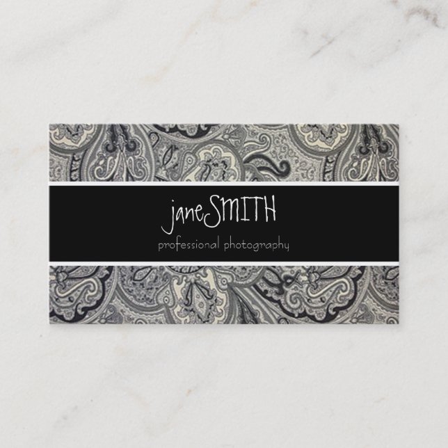 Cartão De Visita Prata & preto (Frente)