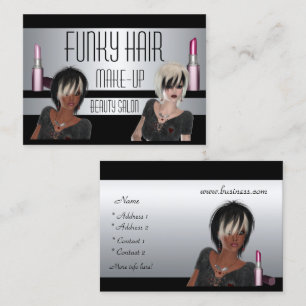 Cartão de Visita Prata Preto Cabelo Maquiagem Bele