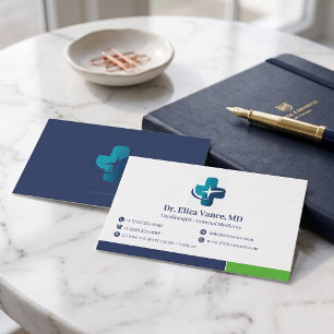 Cartão De Visita Prática Médica Minimalista Moderna Logotipo Pers